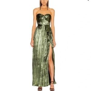 Jonathan Simkhai Metallic Green Full Length Dress NWT